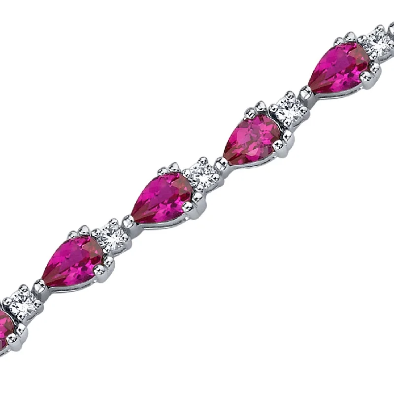 women eco-friendly bracelets -6.75 ct Ruby Tennis Bracelet in Sterling Silver