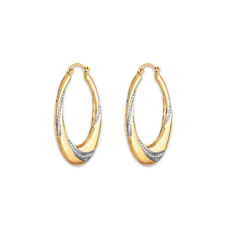 women gold earrings -10KT Yellow Gold With Rhodium Plating 29MM Hoop Earrings