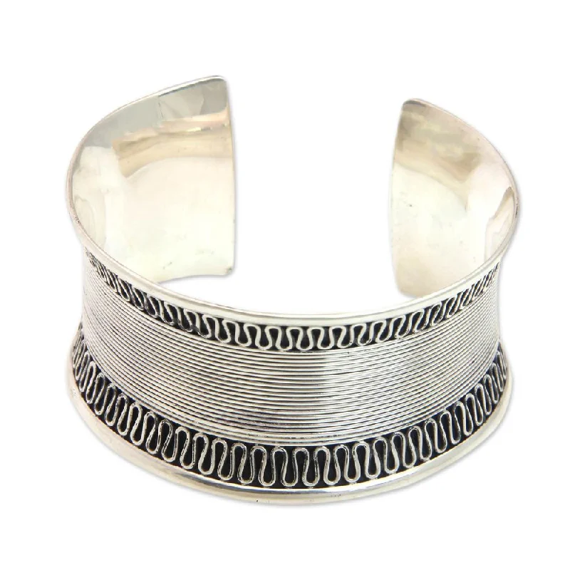 women custom bracelets -Sterling Silver 'Sukawati Lace' Cuff Bracelet (Indonesia)