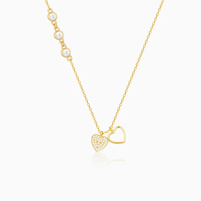 women charm necklaces -Golden Heart to Heart Necklace