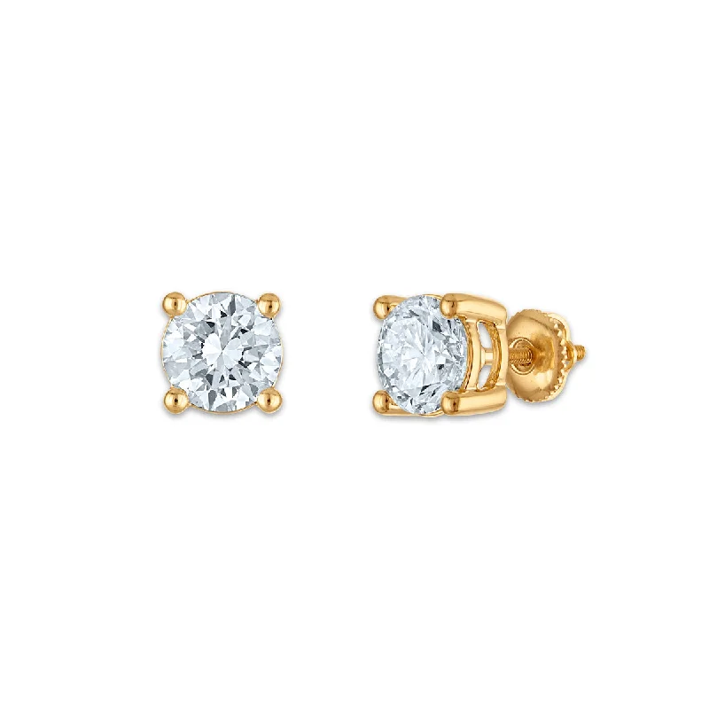 women big earrings -EcoLove 4 CTW Lab Grown Diamond Stud Earrings in 10KT Yellow Gold