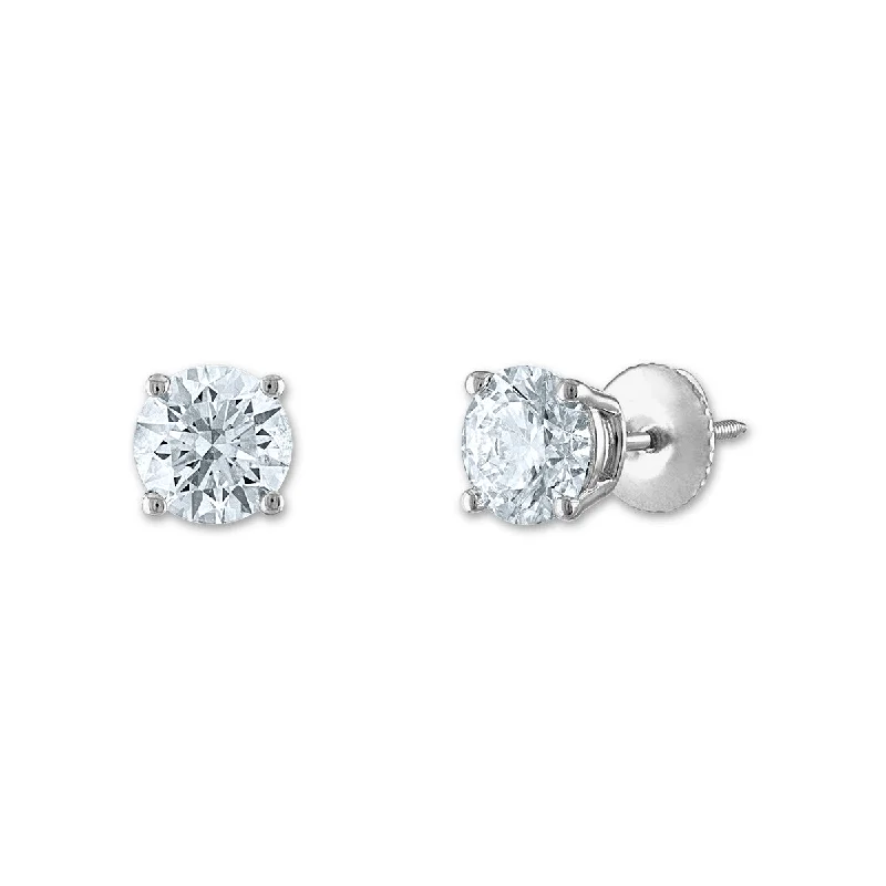 women luxury earrings -Signature Certificate EcoLove 1-1/4 CTW Round Lab Grown Diamond Solitaire Stud Earrings in 14KT White Gold