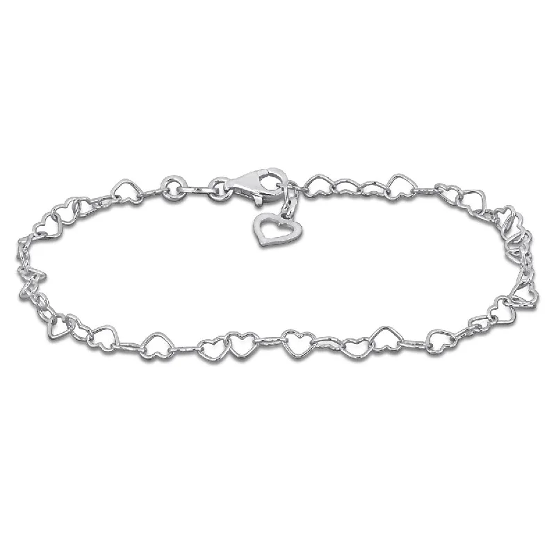 women trendy bracelets -Miadora 3.5mm Heart Link Bracelet Sterling Silver-7.25 in